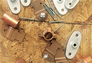 Tools and bits on the construction site of the new R & D building on the 3M Center campus in St. Paul, Minnesota.