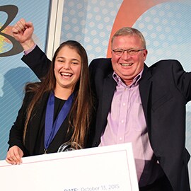 Hannah Herbst with her 3M Mentor, after being named the 2015 Young Scientist