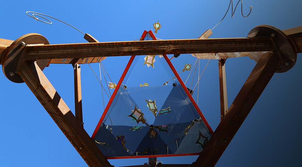 Close-up of the 22-foot kaleidoscope, created by artist Philip Blackburn.
