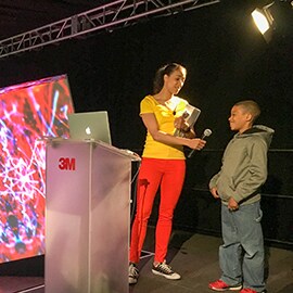 A student taking The Cube Challenge at the USA Science and Engineering Festival in Washington, D.C.