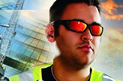 Workman wearing safety glasses