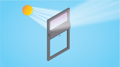 Daylight shining through 3MTM Daylight Redirecting Film is redirected upward toward the ceiling, allowing natural light to penetrate deeper into the building.
