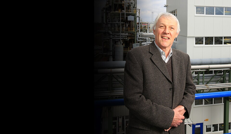 3M corporate scientist Klaus Hintzer, in front of the Dyneon fluoropolymer upcycling plant in Burgkirchen, Germany