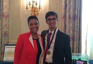 Meredith Crosby with Discovery Education 3M Young Scientist Challenge 2015 winner Sahil Doshi at the White House Science Fair.