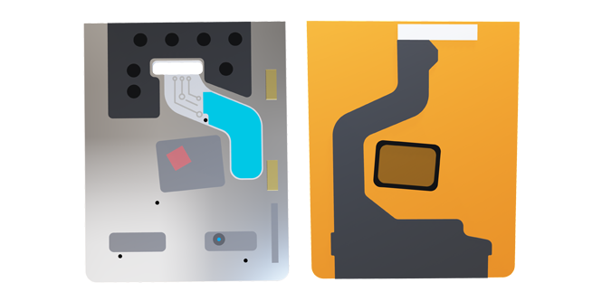 30 ilustración de absorbentes EMI de 3M aplicados a componentes ruidosos.
