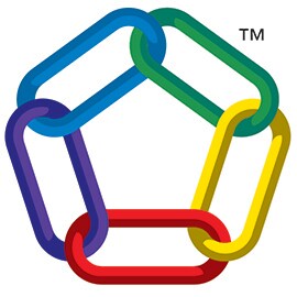 Five chain links each a different color of the rainbow linked together.